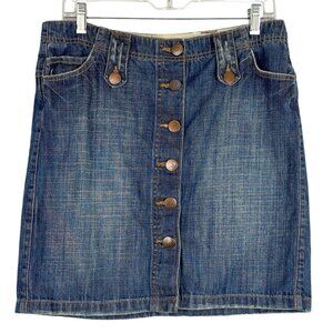 Lux Denim Women’s Size 8 Button‎ Front Mini Jean Skirt Blue Casual Boho Western